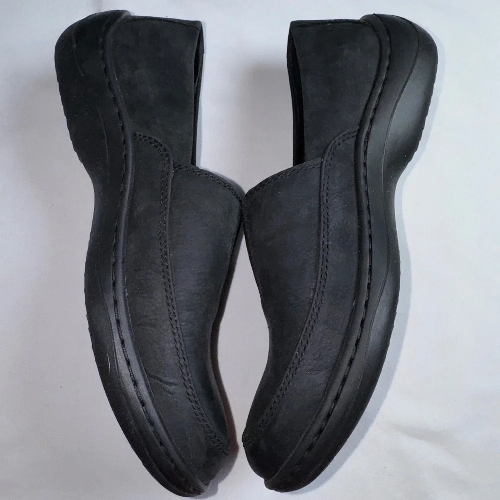 Born Lex Black Leather Slip On Loafers F49503 Comfort Flats Shoes Womens 7M
